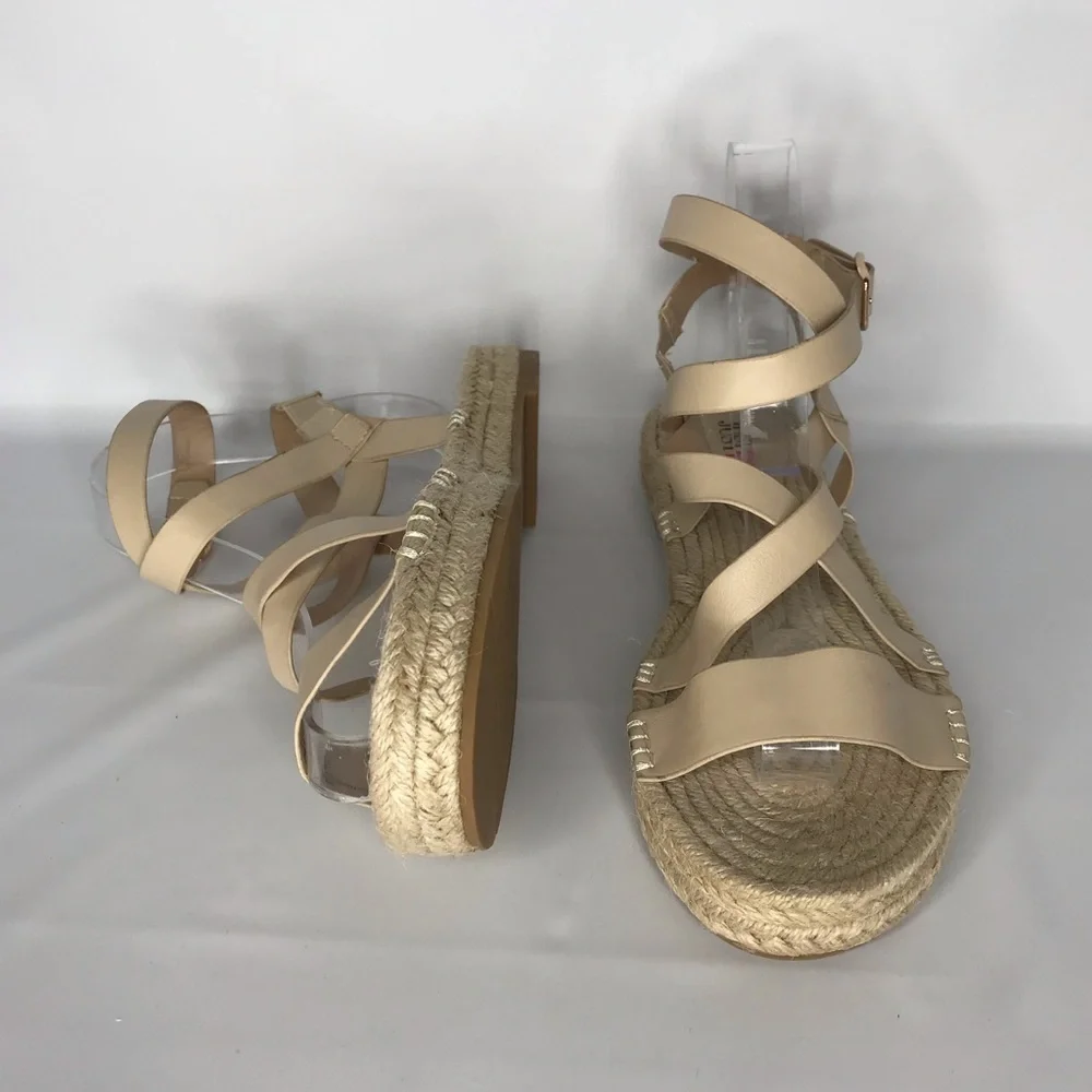 JustFab Laston Espadrille Flat Women's 8 Boho‎ Strap Ankle Sandal